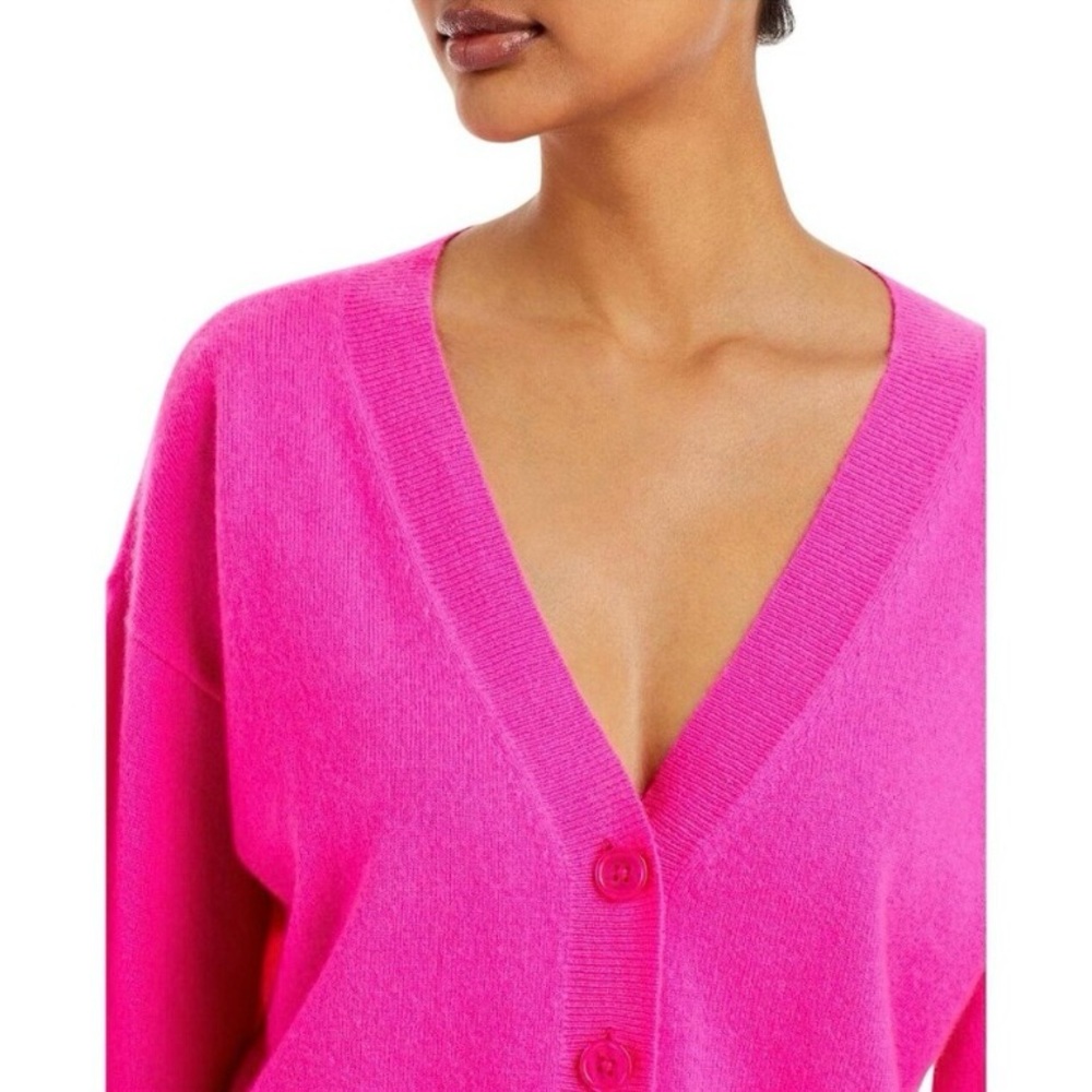 Aqua Womens Front Button Cashmere V-Neck Cardigan Sweater V10337 Neon Pink L - Picture 16 of 16